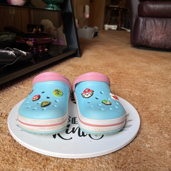 CROCS teal and pink color with 6 different pops. - Picture 16 of 17